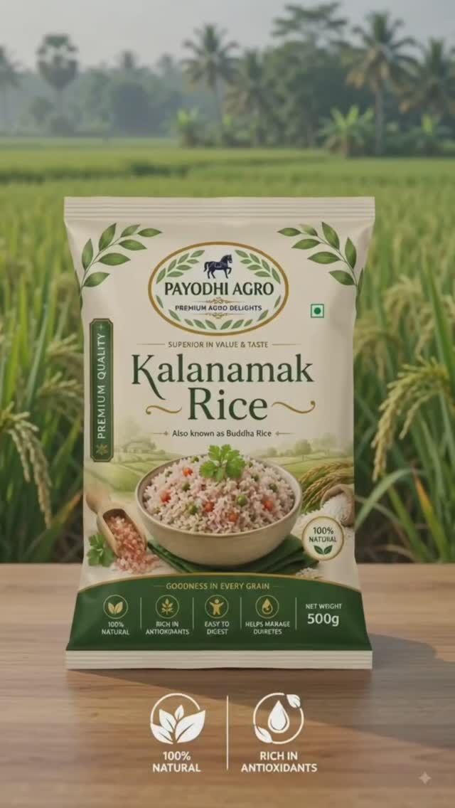 Payodhi Agro Kalanamak Rice - 30kg (Rich in Antioxidants, Easy to Digest) video 1